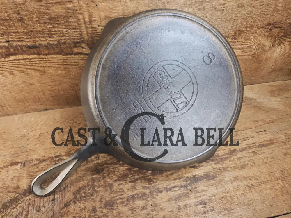 Cool Patina! Early 1920’s Griswold #8 Plated finish Cast Iron Skillet with Large Block Logo heat ring 704 SC24 Skillet