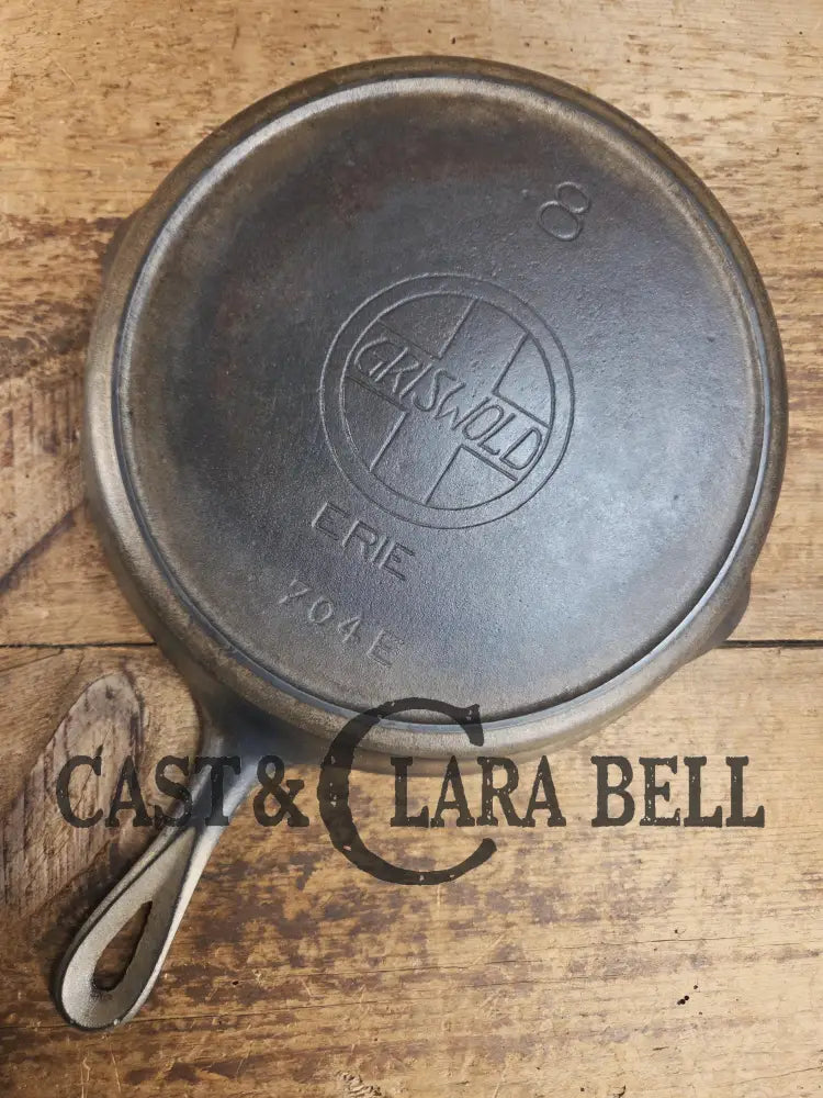 Cool Patina! Early 1920’s Griswold #8 Plated finish Cast Iron Skillet with Large Block Logo heat ring 704 SC24 Skillet