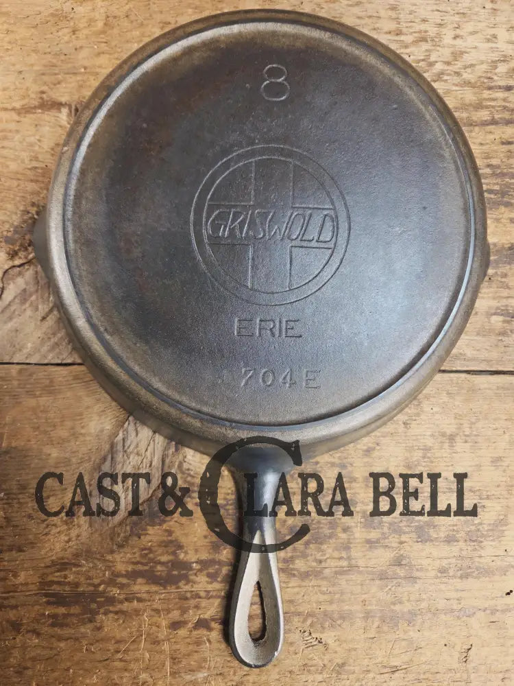Cool Patina! Early 1920’s Griswold #8 Plated finish Cast Iron Skillet with Large Block Logo heat ring 704 SC24 Skillet
