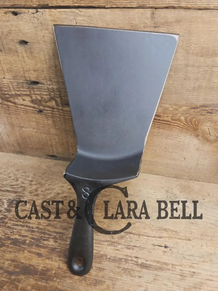 Custom and Funky! Wagner made(#1758) ’Long Life’ Cast Iron Skillet Spatula. Reclaimed 1920’s Era #8 skillet. Great