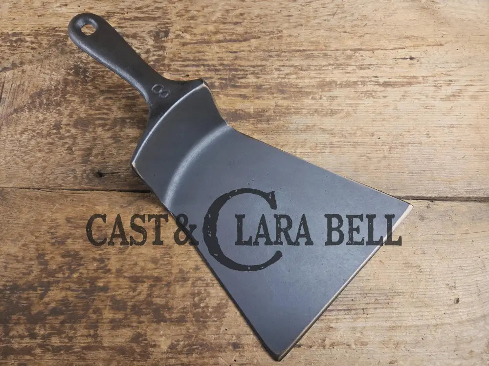 Custom and Funky! Wagner made(#1758) ’Long Life’ Cast Iron Skillet Spatula. Reclaimed 1920’s Era #8 skillet. Great