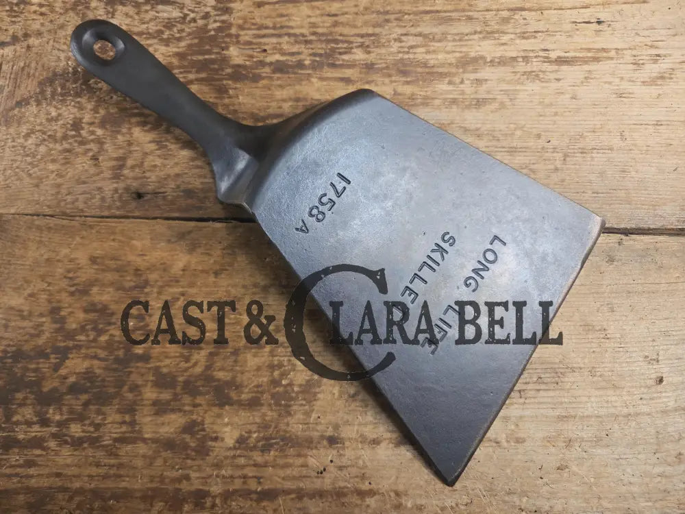 Custom and Funky! Wagner made(#1758) ’Long Life’ Cast Iron Skillet Spatula. Reclaimed 1920’s Era #8 skillet. Great