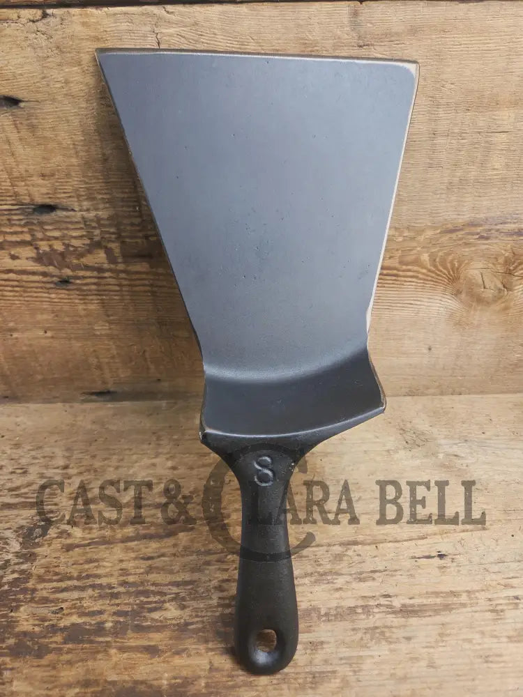 Custom and Funky! Wagner made(#1758) βLong Lifeβ Cast Iron Skillet Spatula. Reclaimed 1920βs Era #8 skillet. Great