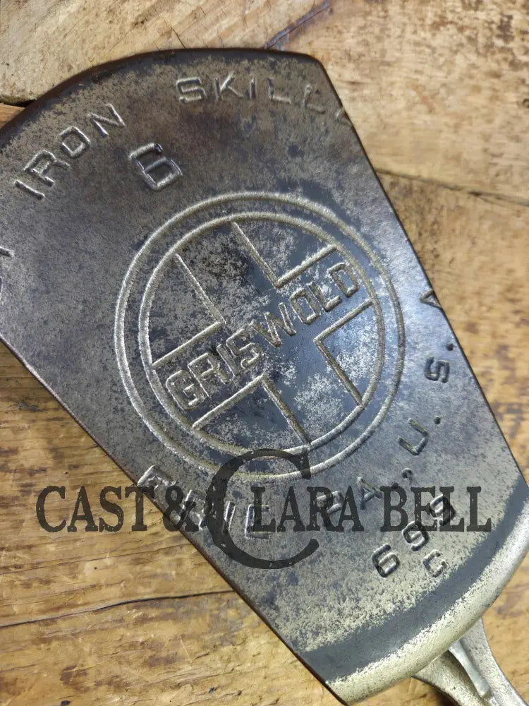 Custom made #6 699 Large Block Griswold Cast Iron Spatula. Reclaimed nickel plated 1920’s Era skillet. Elegant gift for