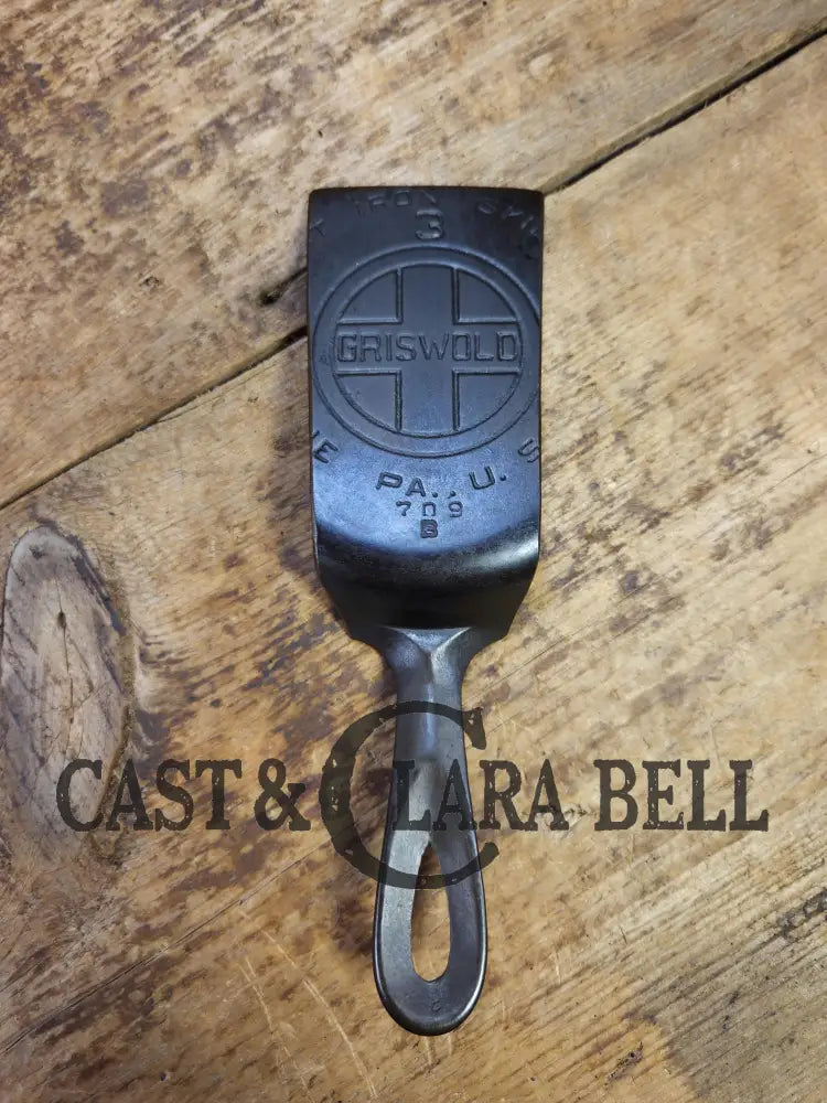Custom made one of a kind 1920βs #3 Griswold Block Logo Repurposed Spatula with full Erie PA USA pattern SC24 Spatula