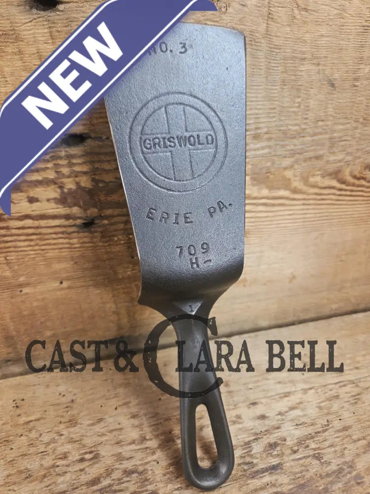 Custom made one of a kind 1920βs #3 H Griswold Logo Repurposed Spatula with full Erie PA USA pattern SC24 Spatula