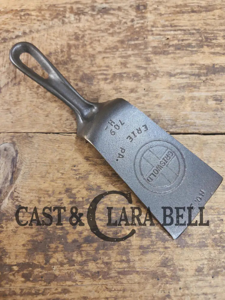 Custom made one of a kind 1920βs #3 H GROOVE handled Griswold Logo Repurposed Spatula with full Erie PA USA pattern