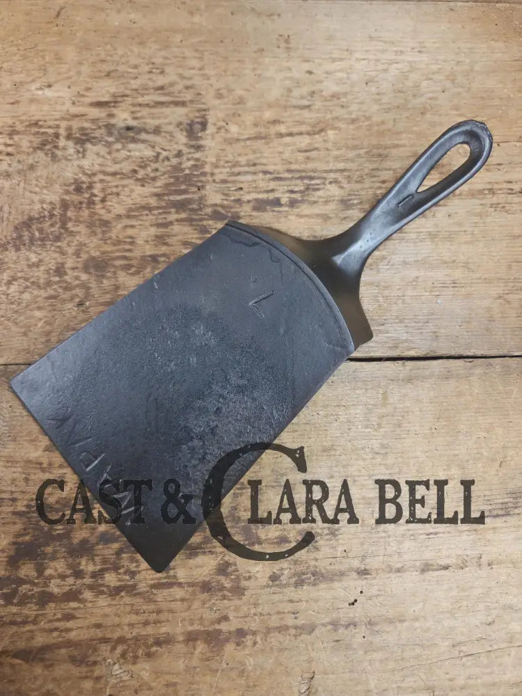 Custom made one of a kind Repurposed #7 Wapak Straight Logo Cast Iron Skillet Spatula. Flared design awesome gift for