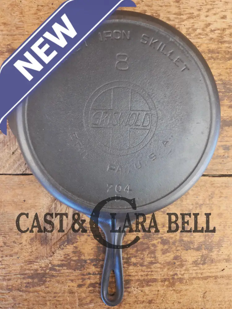 Early 1910βs Griswold #8 Cast Iron Skillet with Slant Logo and FULL EPU 704 D - Skillet
