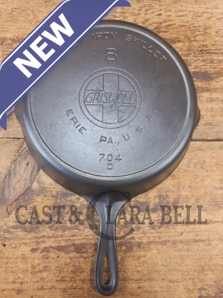 Early 1910’s Griswold #8 Cast Iron Skillet with Slant Logo Full E.P.U 704 D - Skillet