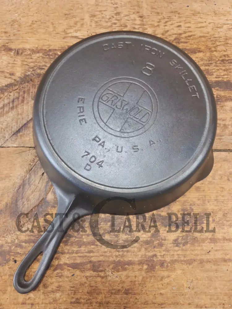 Early 1910βs Griswold #8 Cast Iron Skillet with Slant Logo Full E.P.U 704 D - Skillet