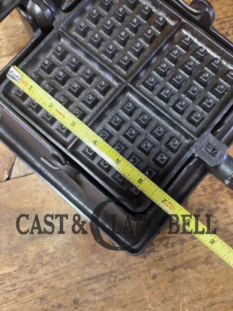 Elegant HTF 1920’s Griswold #11 Square Waffle Iron with Slant Block Logo and Tall Base Waffle Iron