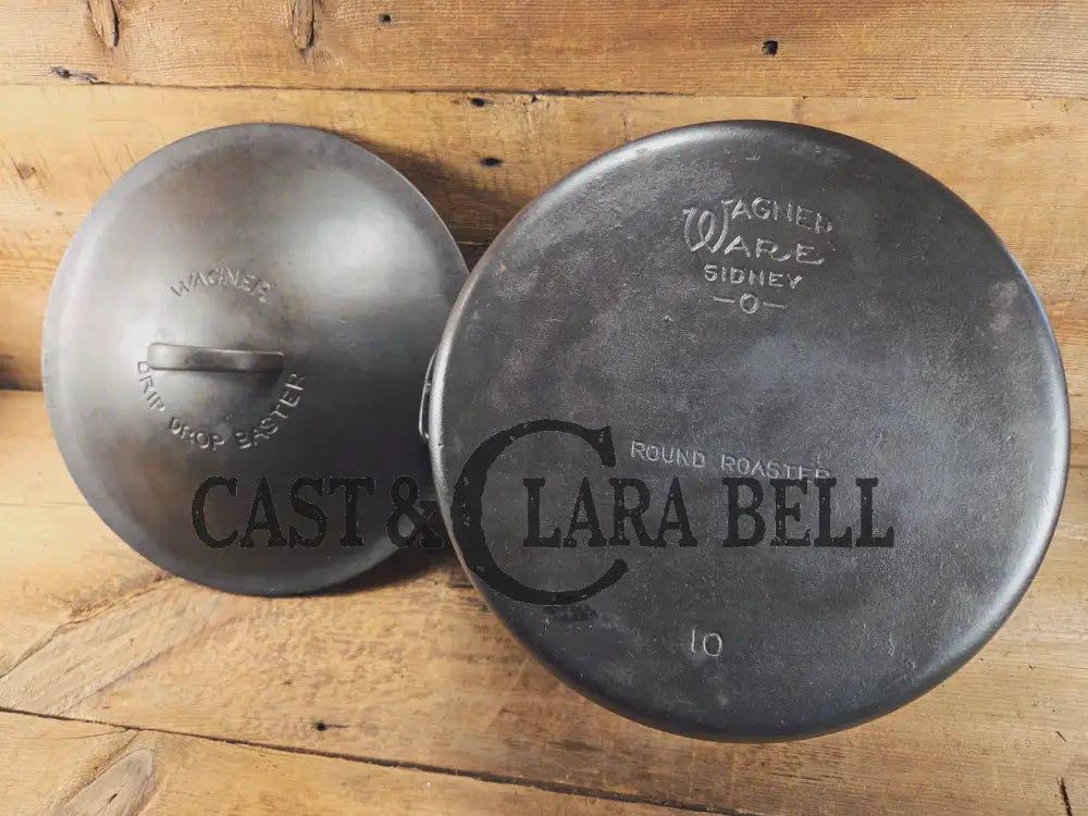 Enormous and almost Mint! 1900-30 #10 Wagner Drip Drop Roaster Dutch Oven w sawtooth style Lid. Dutch Ovens Trivets &