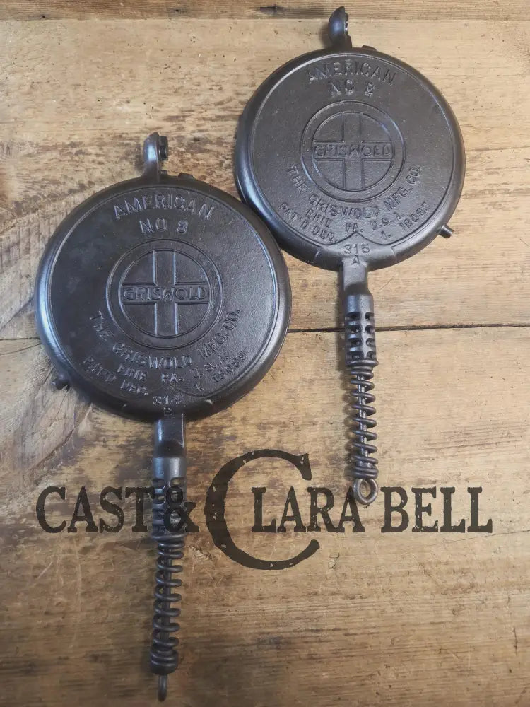 Fantastic gift idea! 1910’s fully restored Griswold No. 8 Waffle Iron (314 & 315) with (#327) Low Base. Ready to make