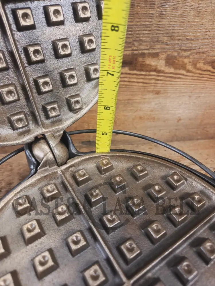 For the eclectic enthusiast!! 1930’s Era Wagner Tall Base Waffle Iron with Nickel Finish Paddles! Really cool patina!
