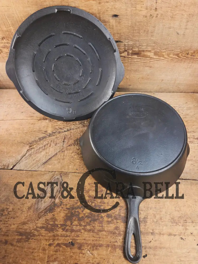 Fully marked Favorite Piqua Ware #8 DEEP Cast Iron Skillet with Heat Ring and Smiley Logo. Great Chicken Fryer! Skillet