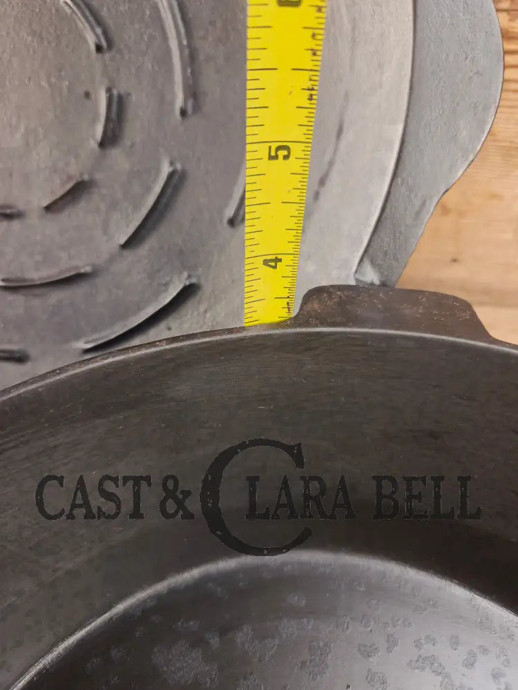 Fully marked Favorite Piqua Ware #8 DEEP Cast Iron Skillet with Heat Ring and Smiley Logo. Great Chicken Fryer! Skillet