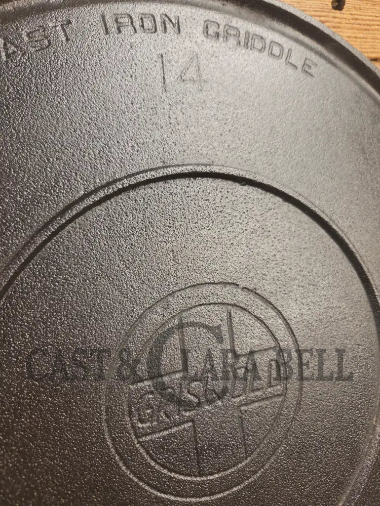 Ghostmarked 1910’s #742 Griswold No. 14 Round Griddle w/ Bail and Slant Logo. The largest made of its kind and hard to