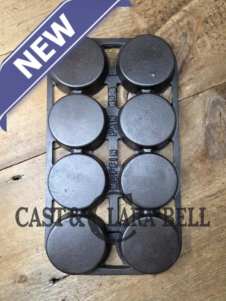 Gorgeous! 1920βs Griswold No. 8 Muffin Pan 8 cup 946. Raised letter underside Variation 1 Rarity 3 Skillet