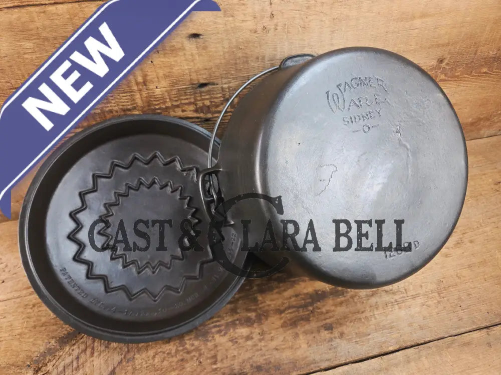 Gorgeous. 1920’s Wagner #8 1268 Dutch Oven round roaster with Fully Marked and Raised Letter Drip Drop Baster Lid!