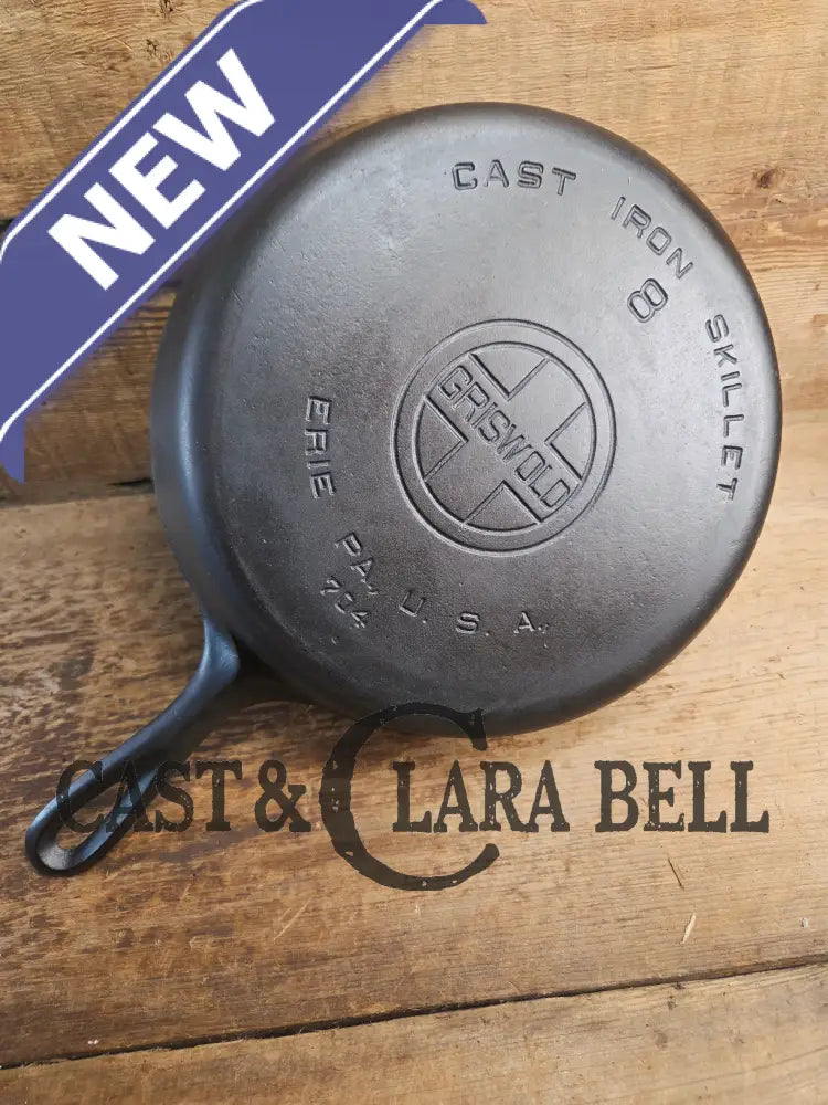Gorgeous 1930’s Griswold #8 Cast Iron Skillet with Large Block Logo 704 Skillet