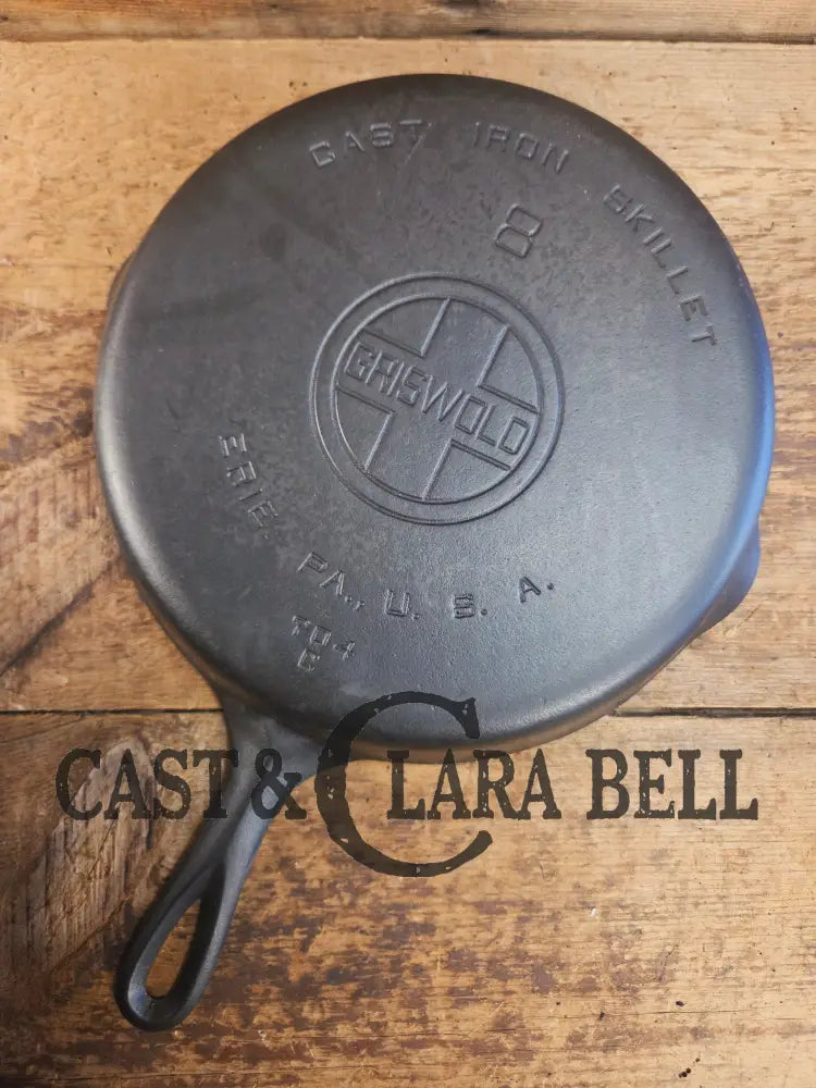 Gorgeous 1930’s Griswold #8 Cast Iron Skillet with Large Block Logo 704 C Skillet