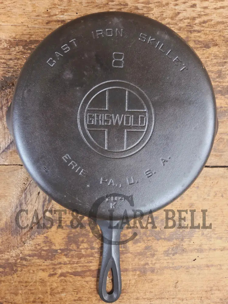 Gorgeous 1930’s Griswold #8 Cast Iron Skillet with Large Block Logo 704 K - Skillet
