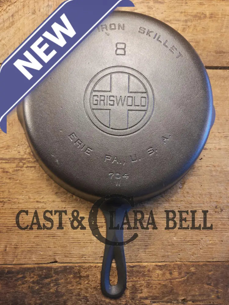 Gorgeous 1930’s Griswold #8 Cast Iron Skillet with Large Block Logo 704 W Skillet