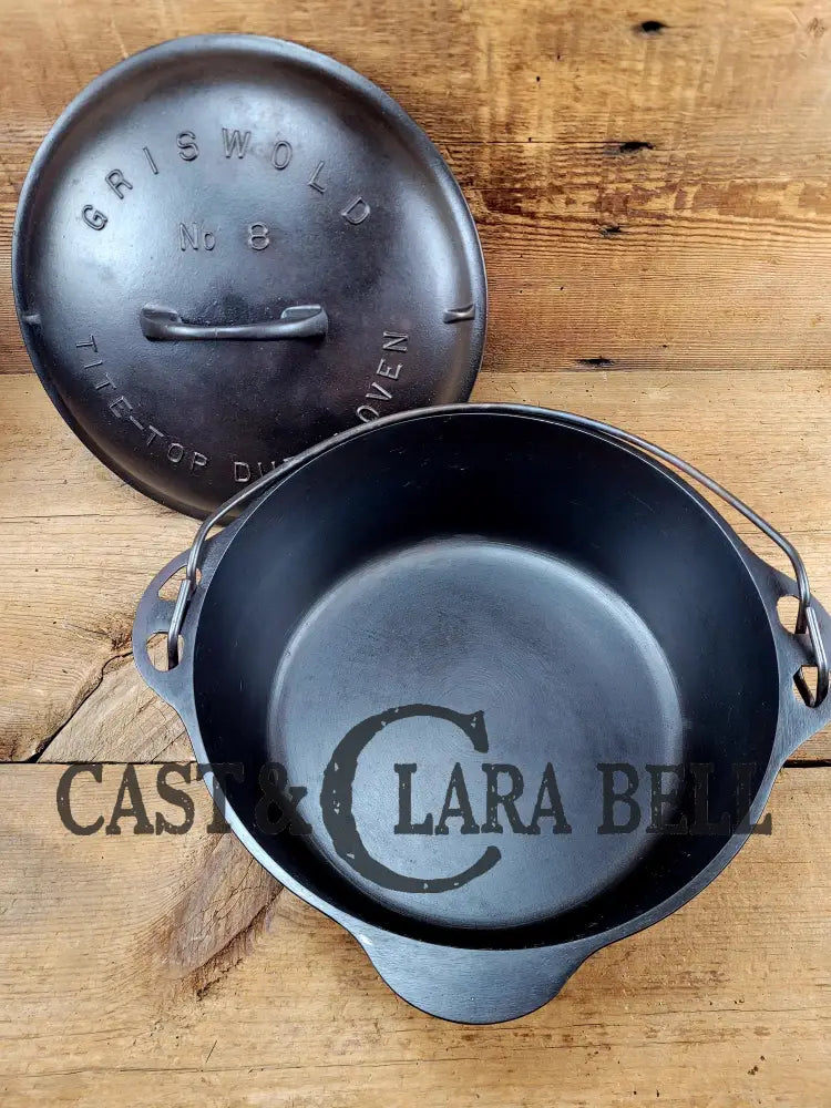 Gorgeous. 1930βS Griswold #8 Tite-Top Dutch Oven 1278 C Fully Marked Raised Matching Lid With Ez