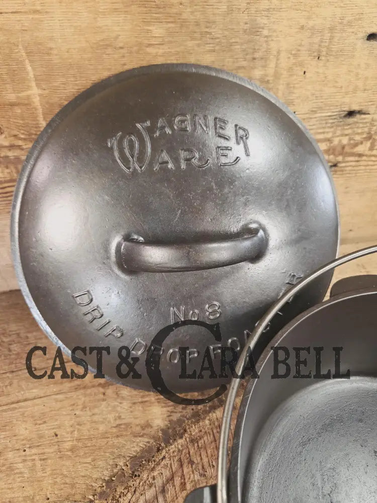 Gorgeous! 1930’s Wagner Ware #8 Drip Drop Roaster #1268 A I w/ Sawtooth Lid p/n 1268. Raised Letter lid. Dutch Ovens