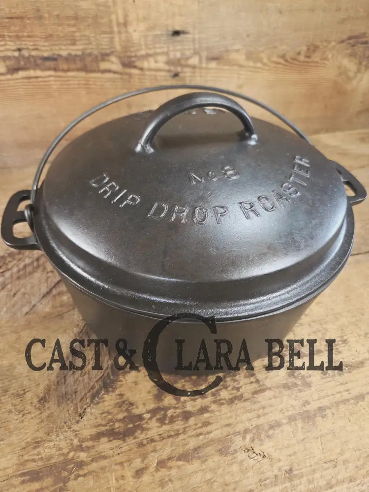 Gorgeous! 1930’s Wagner Ware #8 Drip Drop Roaster #1268 A I w/ Sawtooth Lid p/n 1268. Raised Letter lid. Dutch Ovens