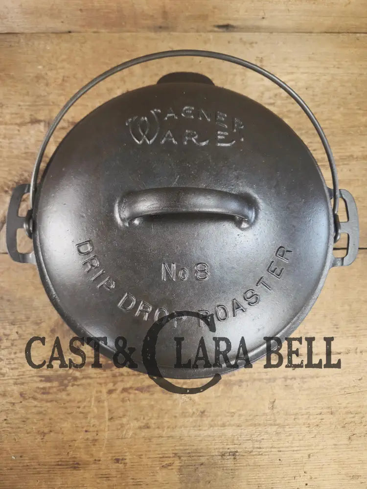 Gorgeous! 1930’s Wagner Ware #8 Drip Drop Roaster #1268 A I w/ Sawtooth Lid p/n 1268. Raised Letter lid. Dutch Ovens