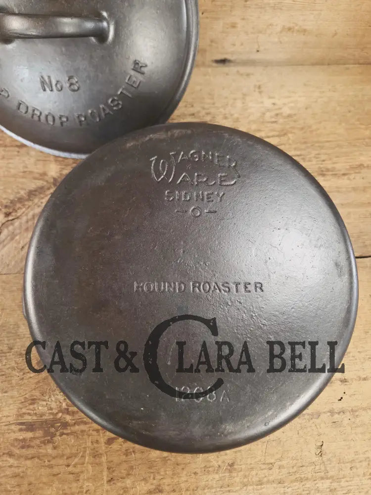 Gorgeous! 1930’s Wagner Ware #8 Drip Drop Roaster #1268 A I w/ Sawtooth Lid p/n 1268. Raised Letter lid. Dutch Ovens