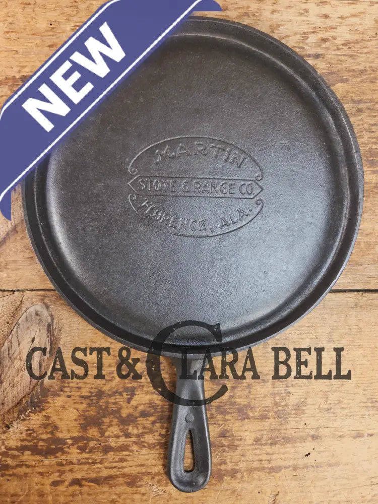 Gorgeous and harder to find Martin Stove & Range No. 8 Skillet Griddle with Hamburger Logo. Versatile restored and