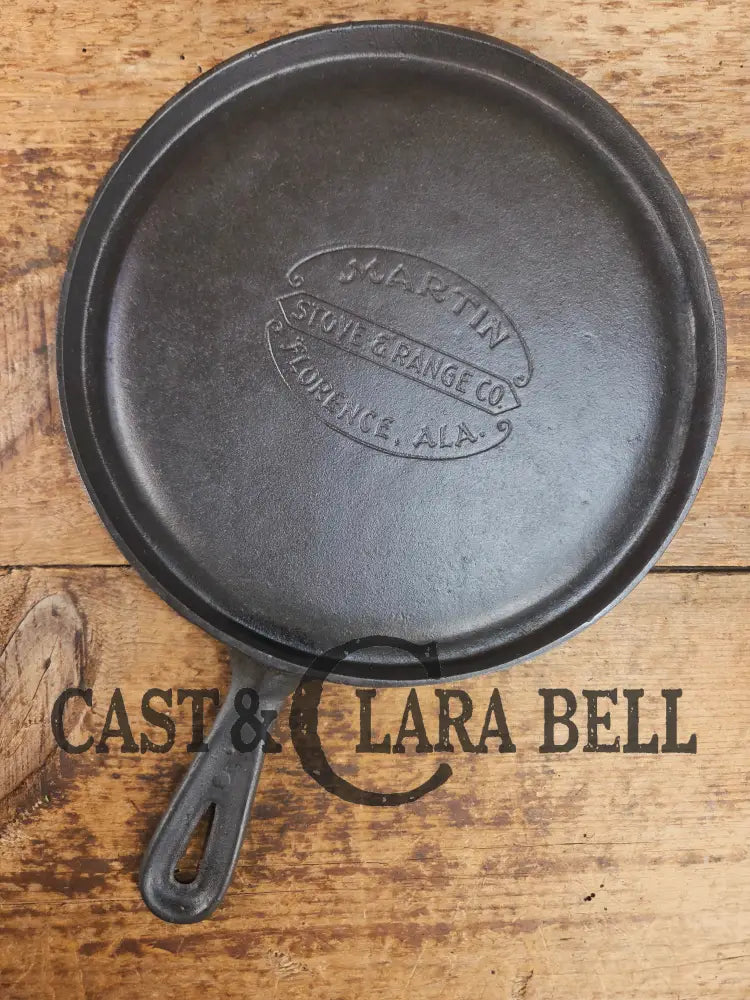 Gorgeous and harder to find Martin Stove & Range No. 8 Skillet Griddle with Hamburger Logo. Versatile restored and