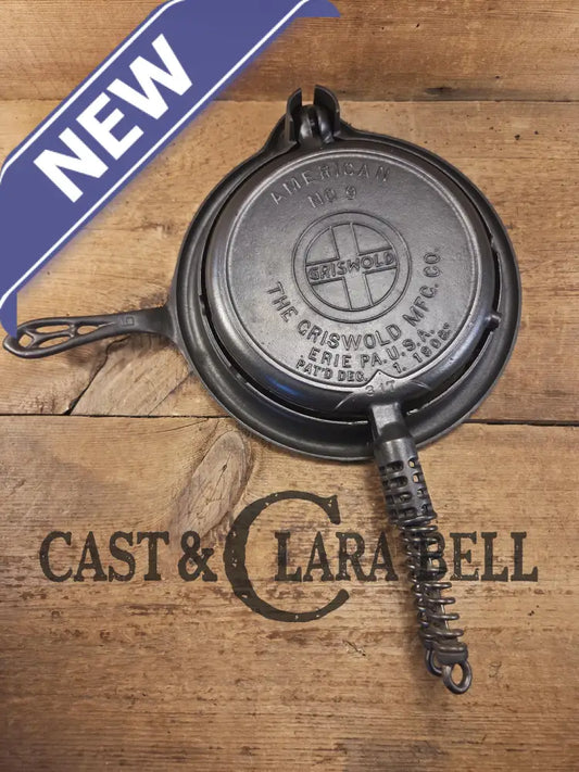 Gorgeous and the biggest made! Hard to Find 1930βs Griswold #9! waffle iron with short base. 316/317 Paddles matching