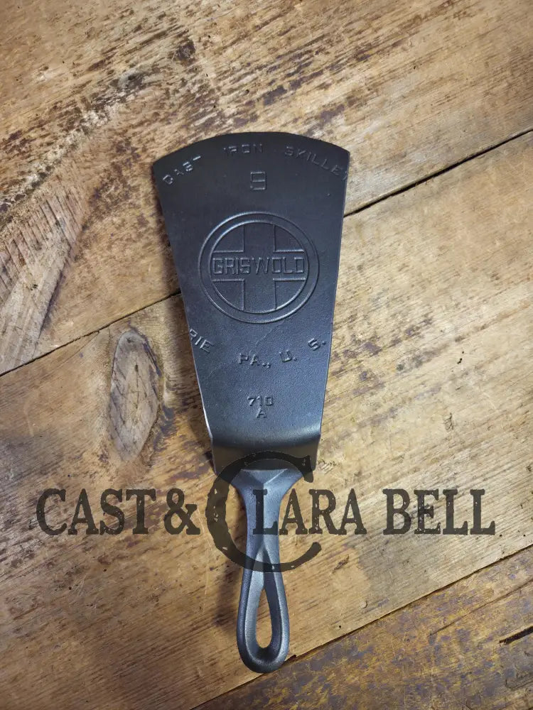 Gorgeous custom made #9 710 Griswold Cast Iron Spatula. Reclaimed 1920βs Griswold Large Block Smooth Bottom skillet.