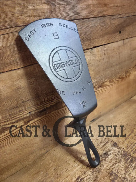 Gorgeous custom made #9 710 Griswold Cast Iron Spatula. Reclaimed 1920’s Griswold Large Block Smooth Bottom skillet.