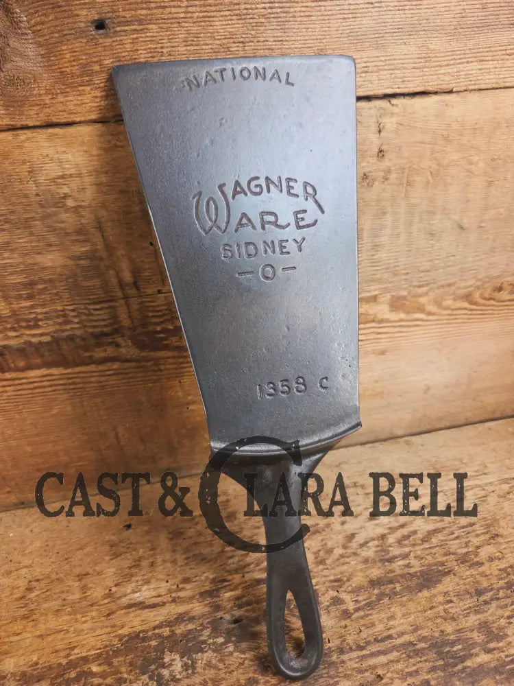 Gorgeous custom made Wagner Cast Iron Skillet Spatula. From a ’Double Logo’ Wagner / National Skillet. AMAZING