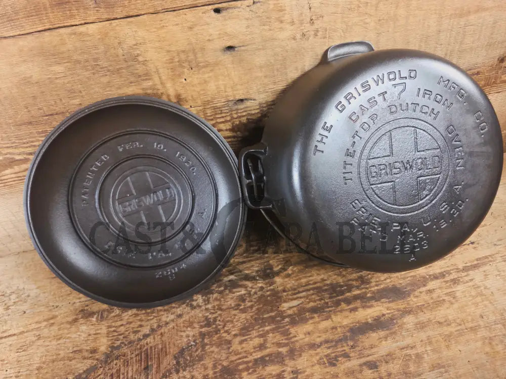 GORGEOUS. Griswold #7 fully marked Tite-Top Dutch Oven 2603 high dome fully marked lid 2604 - Dutch Ovens Trivets &