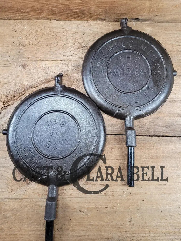 Gorgeous! Hard To Find Early 1900βS (Erie Logo Era) Griswold New American Style #9 Waffle Iron!