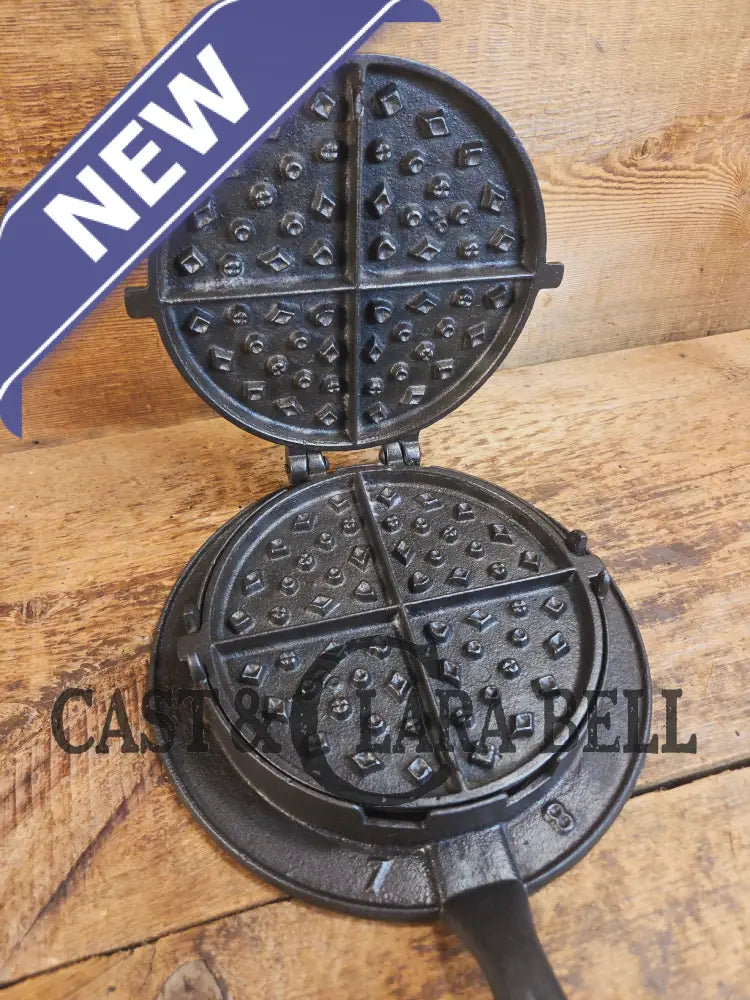 Gorgeous! Mid 1800βs #8-9 Decorative A&J Cox Inc Philadelphia PA cast waffle iron - Waffle Iron
