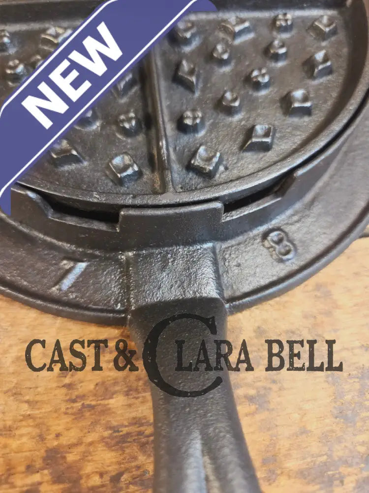Gorgeous! Mid 1800βs #8-9 Decorative A&J Cox Inc Philadelphia PA cast waffle iron - Waffle Iron