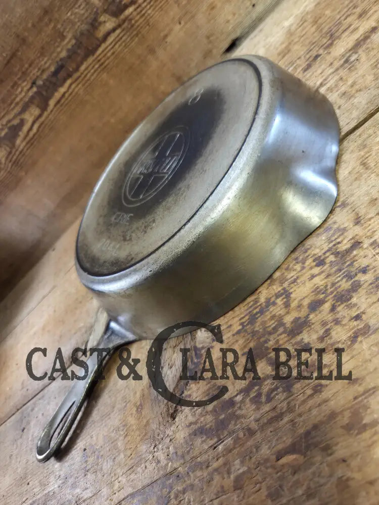 Gorgeous Patina! Unique early 1910’s Griswold #8 Cast Iron Skillet Large Slant Logo ’Erie,’ 704 L. Great conversation