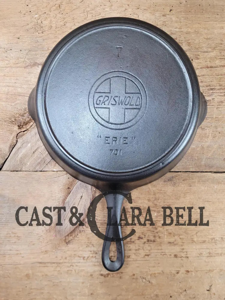 Gorgeous!! Very Early 1910βS Griswold #7 Skillet With Heat Ring And Large Slant Logo βErie β 701