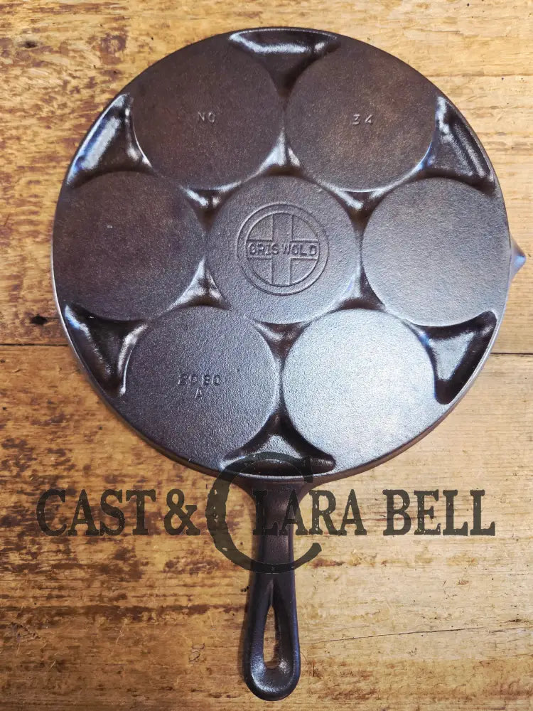 GREAT gift idea! Wagner made Griswold No. 34 Cast Iron Plett Pan with Block Logo 2980 A Skillet