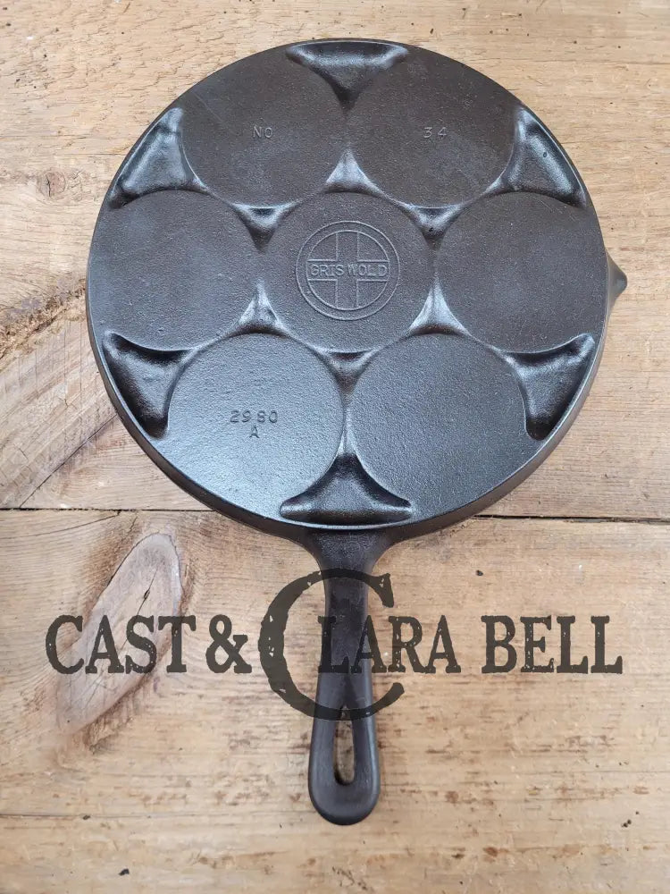 Great Gift Idea! Wagner Made Griswold No. 34 Cast Iron Plett Pan With Slant Block Logo 2980 Skillet