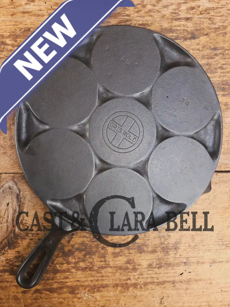 GREAT gift idea! Wagner made Griswold No. 34 Cast Iron Plett Pan with Small Block Logo Skillet