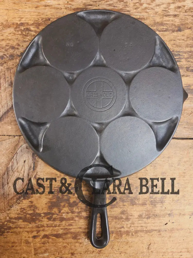 GREAT gift idea! Wagner made Griswold No. 34 Cast Iron Plett Pan with Small Block Logo Skillet