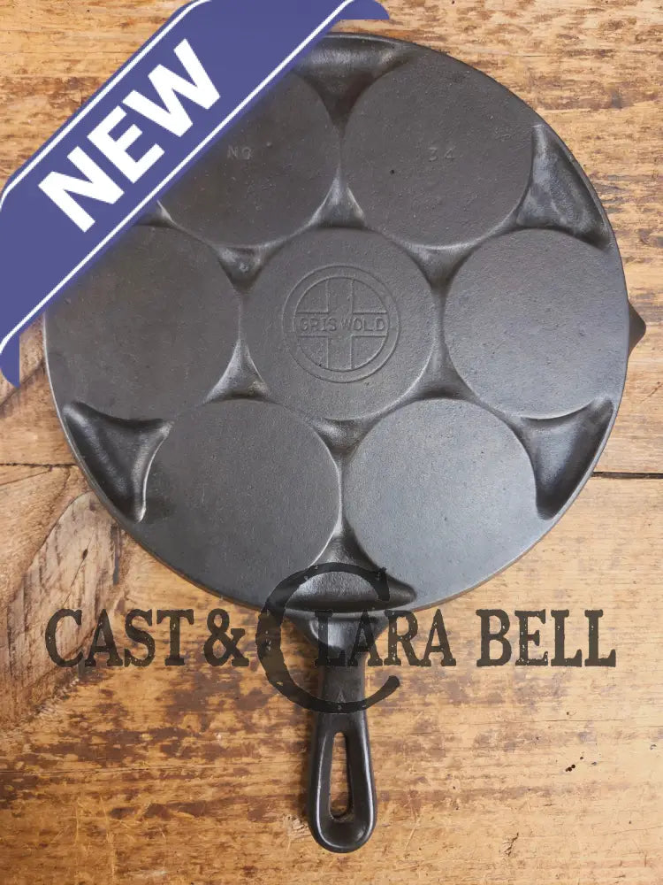 GREAT gift idea! Wagner made Griswold No. 34 Cast Iron Plett Pan with Small Block Logo Skillet